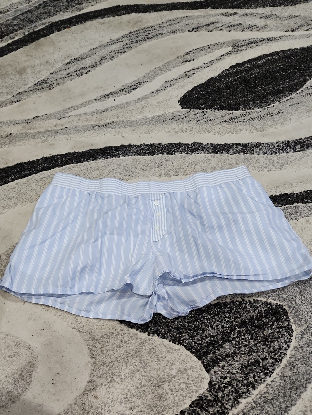 H&M Light Blue & White Striped High-Waist Women's Shorts